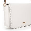 Dámska crossbody kabelka s prišitou klopou, krémová 100-4Y-235-0