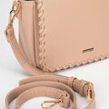 Dámska crossbody s prišitou klopou béžová 100-4Y-235-9