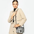 Dámska crossbody z žakáru a ekokože, biela a čierna 99-4E-503-X12