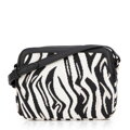 Dámska crossbody z žakáru a ekokože, biela a čierna 99-4E-503-X12