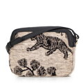 Dámska crossbody z žakáru a ekokože, krémová a čierna 99-4E-503-X9