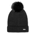 Czapka damska z pomponem z połyskującą nitką czarna 101-HF-L07-1G