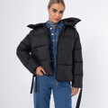 Damska kurtka oversize pikowana ze ściągaczami na rękawach czarna 97-9D-401-1