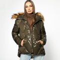 Damska kurtka puchowa pikowana trapezowa zielona 95-9D-406-Z