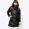 Damska kurtka puchowa z wysokim kołnierzem czarna 95-9D-402-1