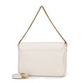 Dámska kožená crossbody s ozdobnou sponou krémová 100-4E-213-0