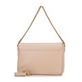 Dámska kožená crossbody s ozdobnou sponou béžová 100-4E-213-9