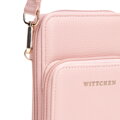 Damska minitorebka na telefon z imitacji skóry jasnoróżowa 102-2Y-413-P