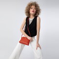 Damska saddle bag ze skóry prosta pomarańczowa 29-4E-021-6