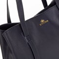 Dámska kožená shopper kabelka s ozdobnými rúčkami, námornícka modrá 99-4E-016-7