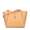 Dámska kožená shopper kabelka s odnímateľným vreckom, béžová 100-4E-201-9