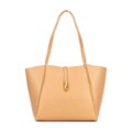 Dámska kožená shopper kabelka s odnímateľným vreckom, béžová 100-4E-201-9