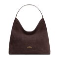 Damska shopperka typu hobo ze skóry zamszowej ciemny brąz 102-4E-607-4