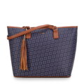 Damska shopperka z chwostem i monogramem granatowa 99-4Y-505-7