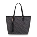 Damska shopperka z chwostem i monogramem czarna 99-4Y-505-1