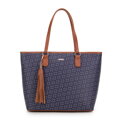 Damska shopperka z chwostem i monogramem granatowa 99-4Y-505-7