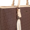 Dámska shopper kabelka so strapcom a monogramom hnedá 99-4Y-505-4