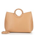 Dámska shopper kabelka z ekokože s geometrickými výrezmi béžová 100-4Y-204-9