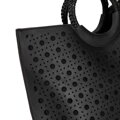 Dámska shopper kabelka z ekokože s geometrickými výrezmi čierna 100-4Y-204-1