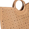 Dámska shopper kabelka z ekokože s geometrickými výrezmi béžová 100-4Y-204-9