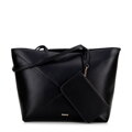 Dámska shopper kabelka z imitácie kože s prešívaním čierna 100-4Y-233-1