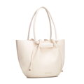 Damska shopperka z imitacji skóry z troczkami kremowa 102-4Y-404-0