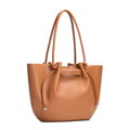 Damska shopperka z imitacji skóry z troczkami brązowa 102-4Y-404-5