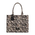 Dámska shopper kabelka, žakárová, so vzormi, čierno-hnedá 99-4E-500-X7