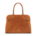 Damska shopperka ze skóry naturalnej zamszowej jasny brąz 102-4E-000-5