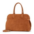 Damska shopperka ze skóry naturalnej zamszowej jasny brąz 102-4E-000-5