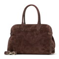 Damska shopperka ze skóry naturalnej zamszowej ciemny brąz 102-4E-000-8