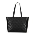 Dámska kožená shopper kabelka Signature, čierna a zlatá 100-4E-611-1G
