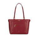 Dámska kožená shopper kabelka s vreckami, červená 100-4E-607-3