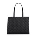 Dámska kožená shopper kabelka z reliéfnej kože čiernej farby 99-4E-301-1