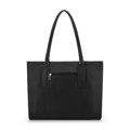 Dámska kožená shopper kabelka so zadným vreckom, čierna 99-4E-017-1