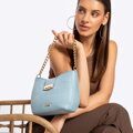 Dámska zapletená crossbody kabelka modrá 100-4Y-415-N