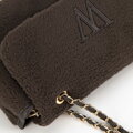 Dámska crossbody kabelka s kožušinou tmavohnedá 99-4Y-218-4