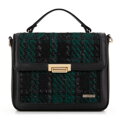 Dámska Crossbody kabelka z buklé látky čierna a zelená 99-4Y-410-1Z