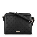 Dámska crossbody kabelka s reliéfnym monogramom, čierna 99-4Y-231-1