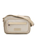 Damska torebka listonoszka z elementami ekoskóry kremowa 102-4Y-402-0