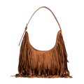Damska torebka na ramię z frędzlami brązowa 102-4Y-409-5
