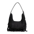 Damska torebka na ramię z frędzlami czarna 102-4Y-409-1