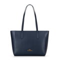 Dámska kožená shopper kabelka, tmavomodrá 100-4E-602-7