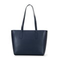 Dámska kožená shopper kabelka, tmavomodrá 100-4E-602-7
