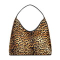 Damska torebka typu hobo ze skóry naturalnej w panterkę czarno - brązowa 102-4E-606-4