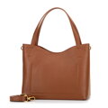 Kožená shopper kabelka s vreckom hnedá 100-4E-219-5