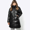 Damski płaszcz pikowany oversize czarny 97-9D-403-1