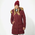Damska kurtka puchowa pikowana z kapturem bordowa 95-9D-405-3