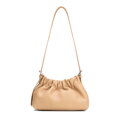 Damski worek ze skóry naturalnej mini z dżetami beżowy 102-4E-617-9