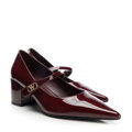 Damskie czółenka ze skóry lakierowanej w szpic bordowe 101-D-403-3